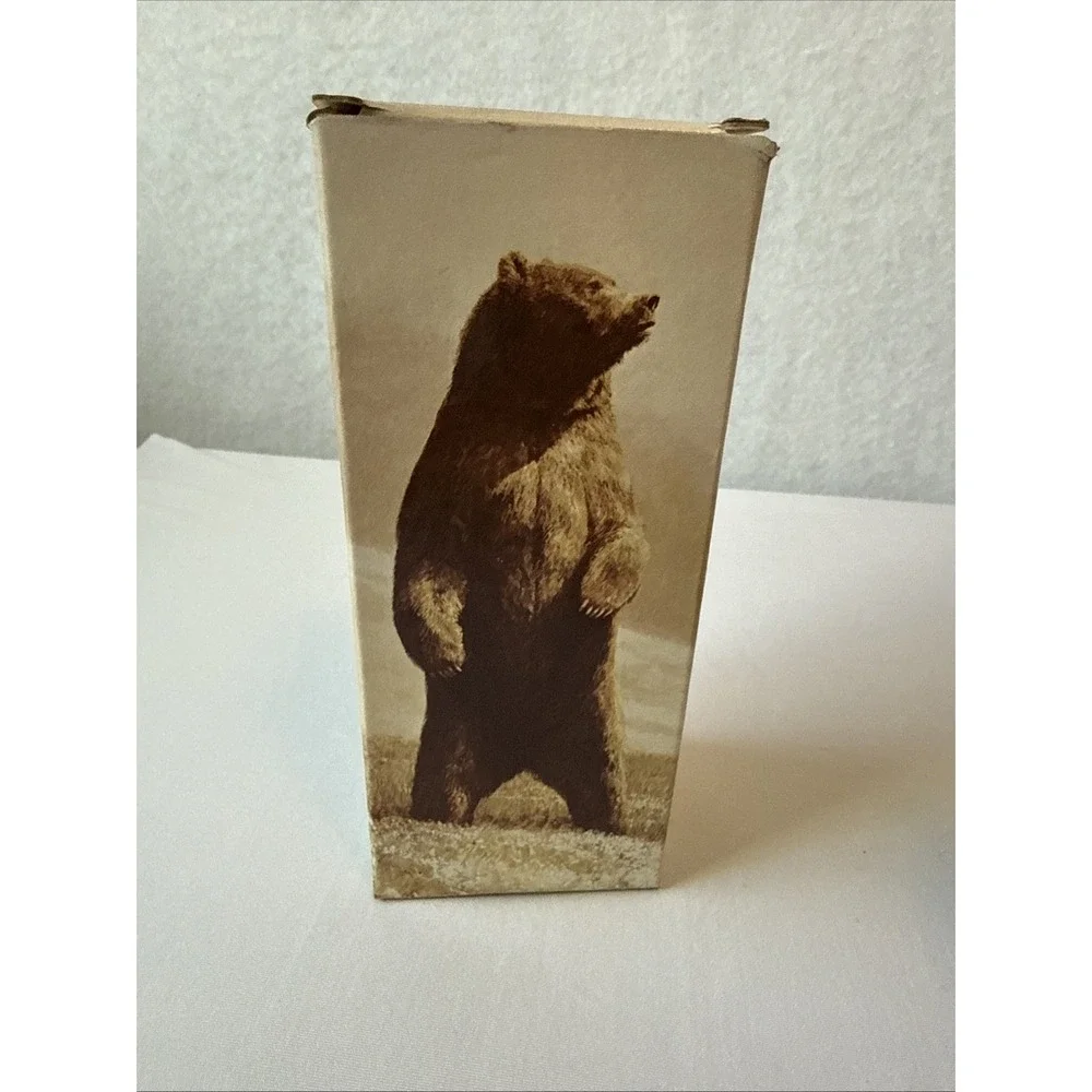 Vintage 1970s Avon Kodiak Bear Glass Decanter Bottle Full With Box After Shave